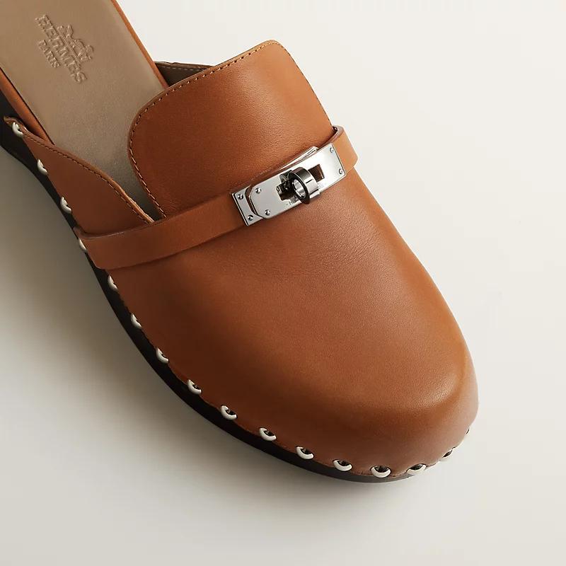 Giày Hermes Carlotta Mule Nữ Nâu Đậm